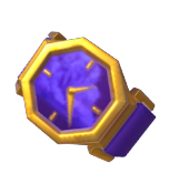 Reloj dorado y morado