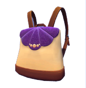 Cartera de concha morada y tostada