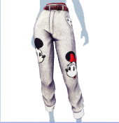Pantalón blanco con parches de Mickey y Minnie