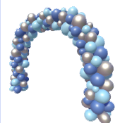 Blauer und silberner Ballonbogen