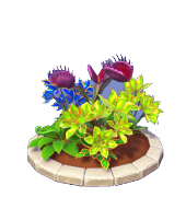 Blaue, grüne und violette Blumenscheibe