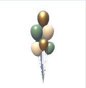 Grüner, gelber und weißer Luftballon-Cluster