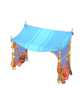 Großer blauer Marktstand