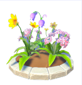 Lila, rosa und gelbe Blumenscheibe
