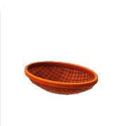 Flacher orangefarbener Korb