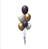 Weißer, gelber und schwarzer Luftballon-Cluster