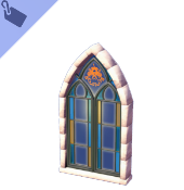 Finestra ad arco azzurra e oro