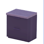 Mostrador de doble cajón negro con encimera de mármol gris