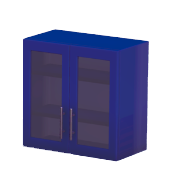 Blue Double-Door Glass Top Cupboard