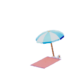 Blue Parasol & Red Towel