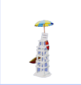 Torre de salvamento - Sombrilla amarilla y azul