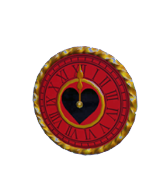 Reloj de pared rojo y dorado