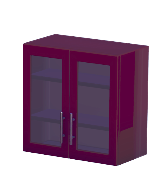 Red Double-Door Glass Top Cupboard