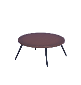 Mesa de comedor redonda de madera oscura