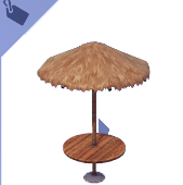 Mesa de madera de isla sombreada