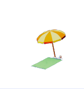 Sunset Parasol & Green Towel