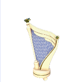 Arpa angélica blanca y dorada