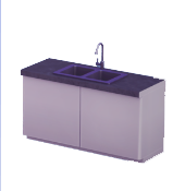 Lavabo doble blanco con encimera de mármol negro