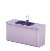 White Double-Basin Sink with White Marble Top